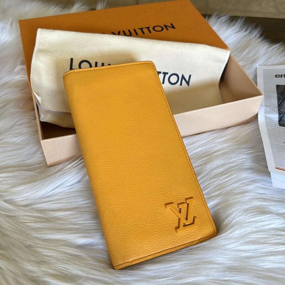 Louis Vuitton Brazza Wallet yellow long wallet saffron aerogramme
